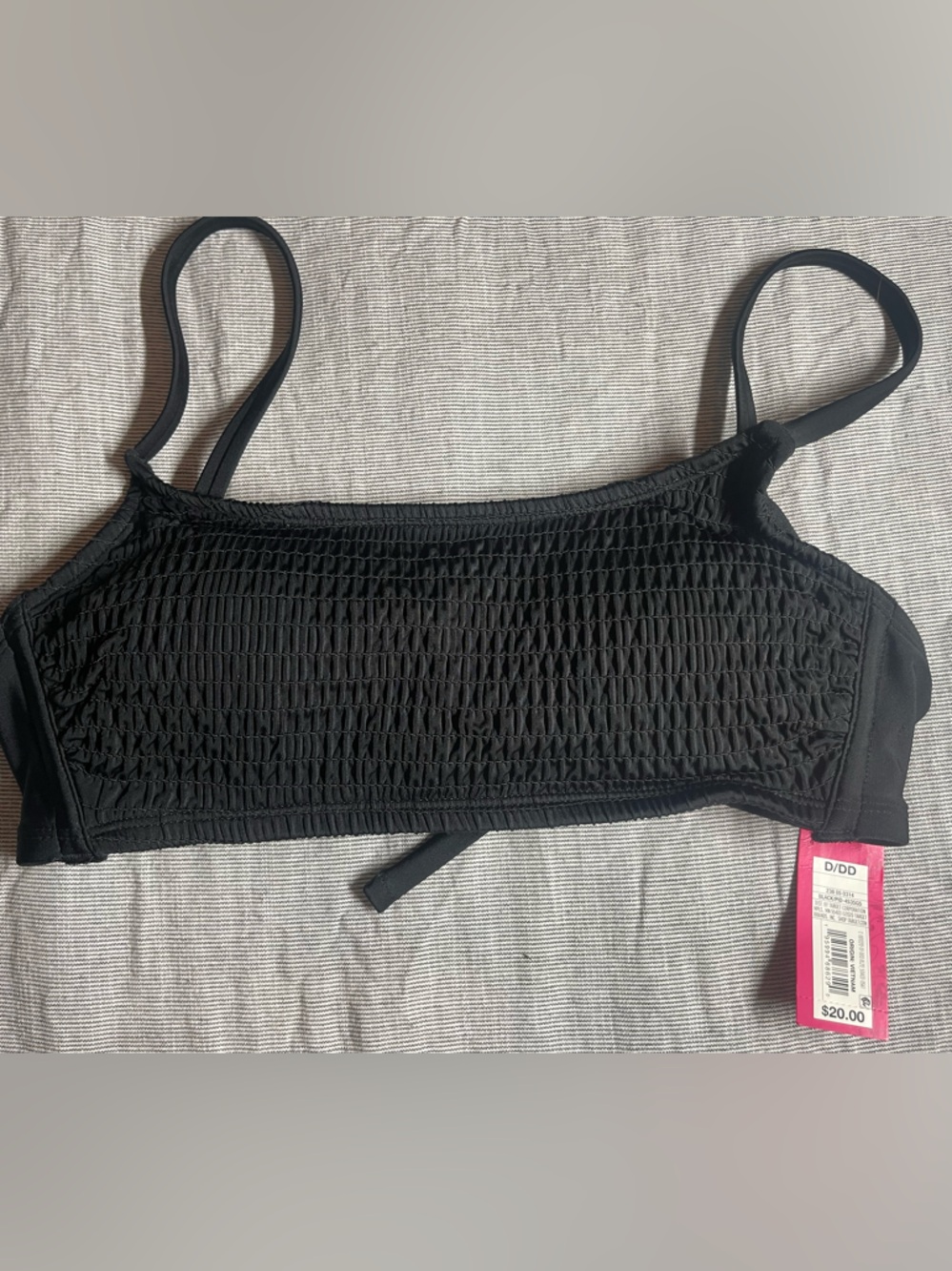 Juniors Smocked Black Bikini Top